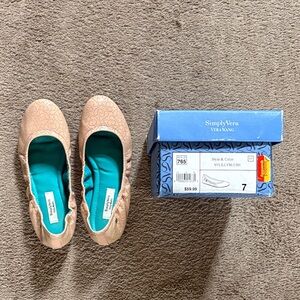 Simply Vera Vera Wang Blush Pink Ballet Flats with Teal Insole